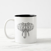 Zentangle geïnspireerd olifant tweekleurige koffiemok (Links)