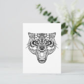 Zentangle Geïnspireerde Wolf Briefkaart (Staand voorkant)