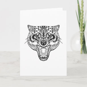 Zentangle Geïnspireerde Wolf Kaart