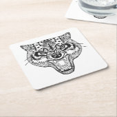 Zentangle Geïnspireerde Wolf Kartonnen Onderzetters (Schuin)