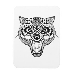 Zentangle Geïnspireerde Wolf Magneet