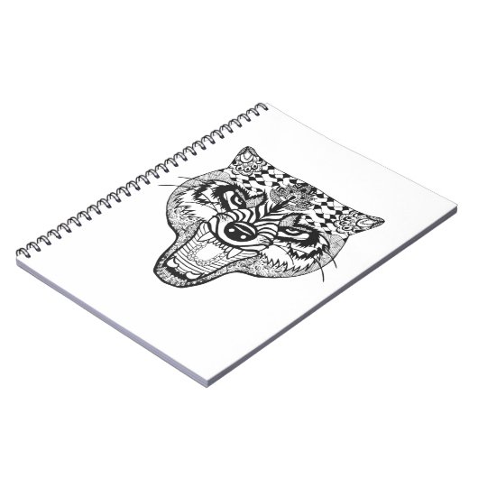 Zentangle Geïnspireerde Wolf Notitieboek (Linkerzijde)