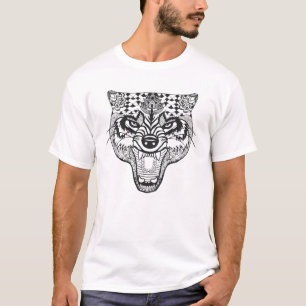 Zentangle Geïnspireerde Wolf T-shirt