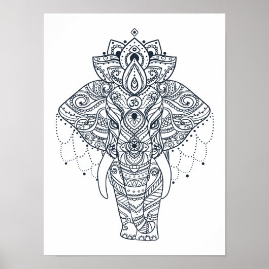 Zentangle Inspired Elephant Poster (Voorkant)