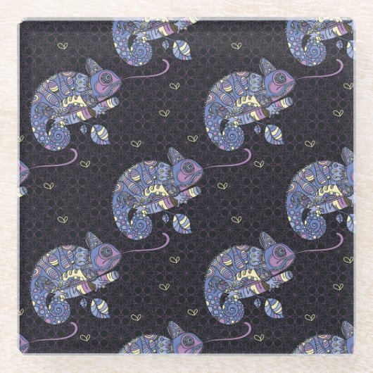 Zentangle Lizard Glazen Onderzetter (Voorkant)