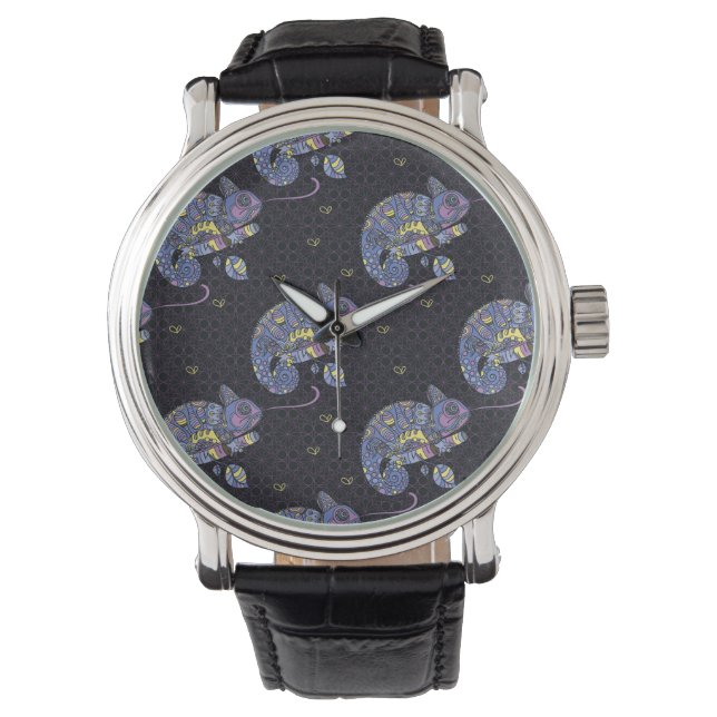 Zentangle Lizard Horloge (Voorkant)