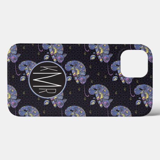 Zentangle Lizard | Monogram Case-Mate iPhone Case (Achterkant (horizontaal))