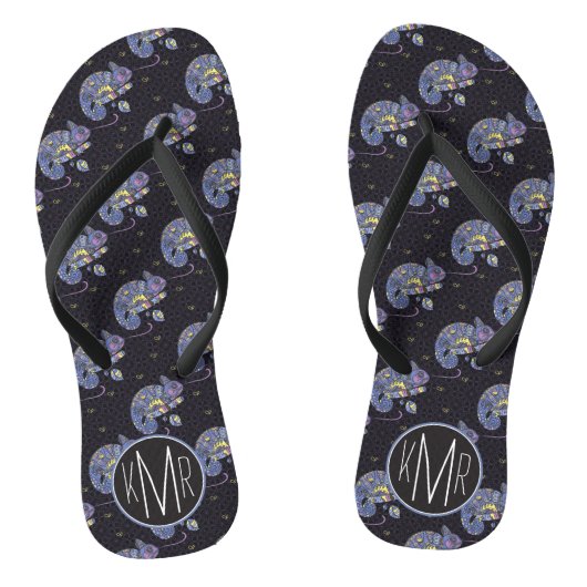 Zentangle Lizard | Monogram Teenslippers (Voetbed)