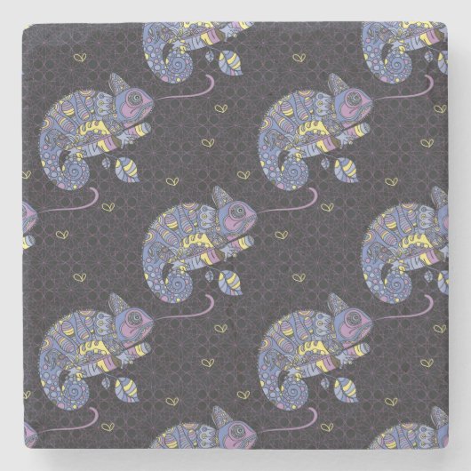 Zentangle Lizard Stenen Onderzetter (Voorkant)