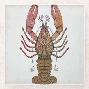 Zentangle Style Lobster Glazen Onderzetter