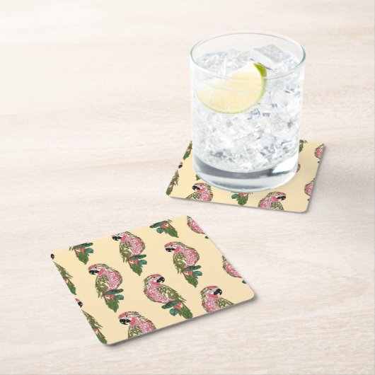 Zentangle Style Parrots 2 Kartonnen Onderzetters (Insitu)