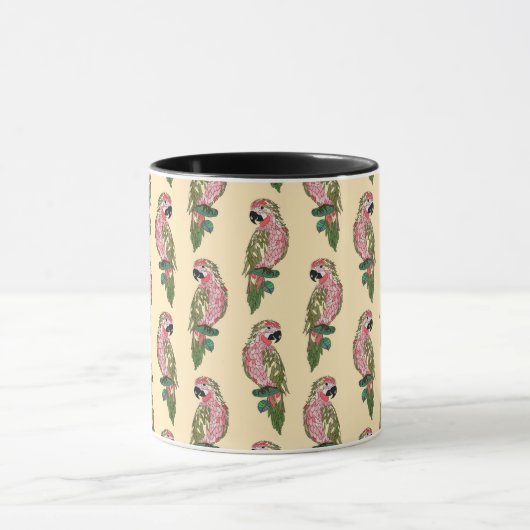 Zentangle Style Parrots Mok (Midden)