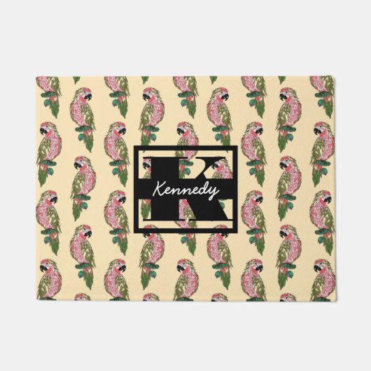 Zentangle Style Parrots | Monogram Deurmat (Voorkant)