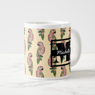 Zentangle Style Parrots Monogram Grote Koffiekop