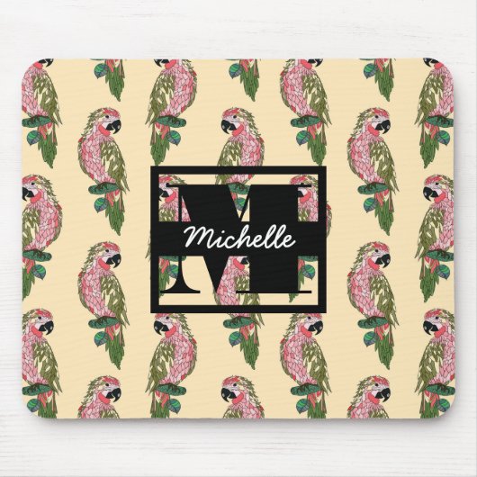 Zentangle Style Parrots | Monogram Muismat (Voorkant)