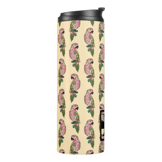 Zentangle Style Parrots | Monogram Thermosbeker (Gedraaid links)