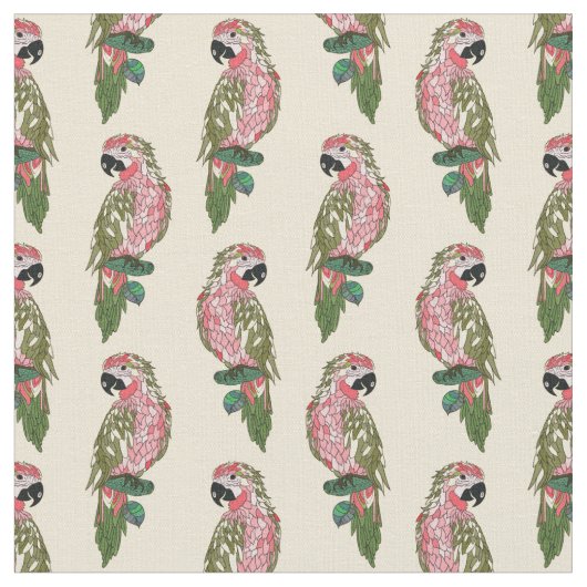 Zentangle Style Parrots Stof (Close Up)