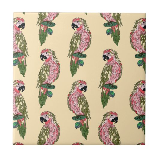 Zentangle Style Parrots Tegeltje (Voorkant)