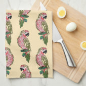 Zentangle Style Parrots Theedoek (Quarter Fold)