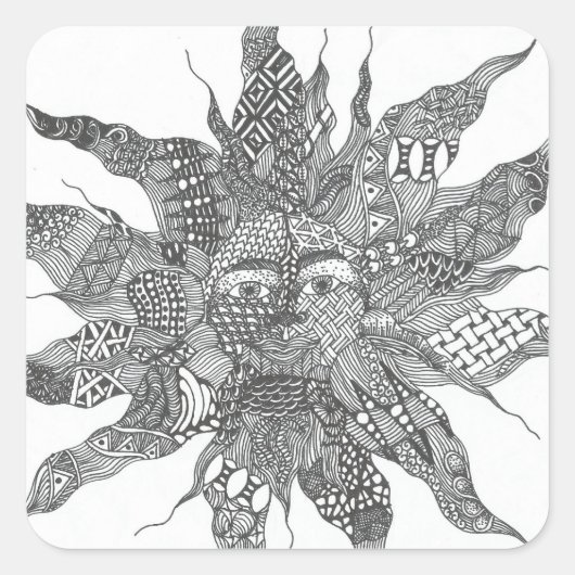 Zentangle Sun Sticker (Voorkant)