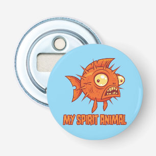 Zenuwachtig Excentrieke Kogelvis Spiritueel Dier Button Flesopener