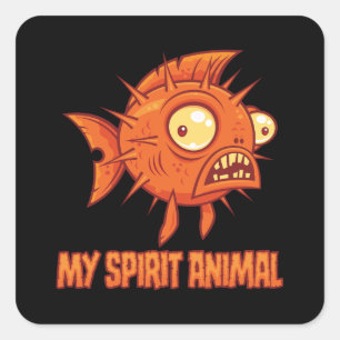 Zenuwachtig Excentrieke Spirituele Kogelvis Dier Vierkante Sticker