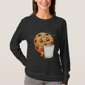 Zenuwachtig karakter van een chocolade chip cookie t-shirt