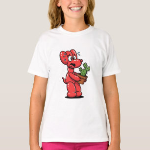 Zenuwachtige Ballon Hond Rode Cactus Kids T-shirt