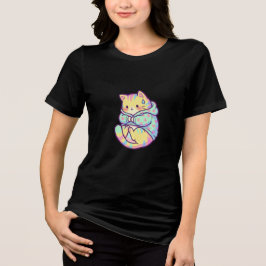 Zenuwachtige Maar Schattige Kat Tri-Blend Shirt