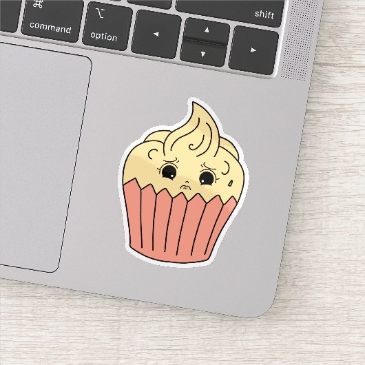 Zenuwachtige Vanille Cupcake Sticker (Detail)