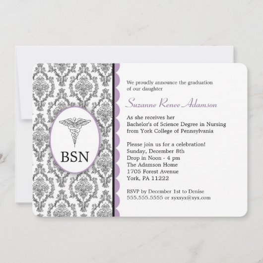 ZenuwAfstuderen BSN RN zwarte lavender damp Kaart (Voorkant)