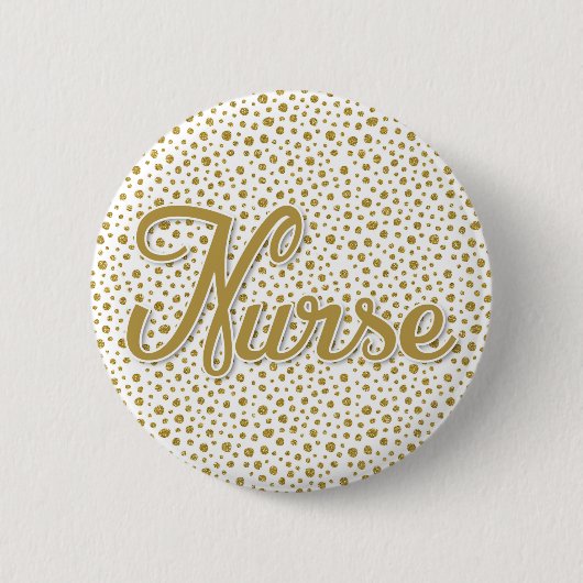 ZenuwButton Pin - Gold White Faux Glitter Stippen Ronde Button 5,7 Cm (Voorkant)