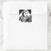 Zenuwen en Zorgvuldig: Hillary Clinton verwijdert Vierkante Sticker (Tas)