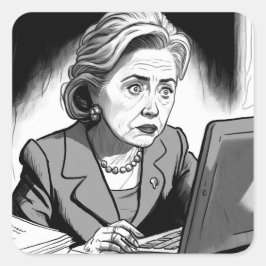 Zenuwen en Zorgvuldig: Hillary Clinton verwijdert  Vierkante Sticker