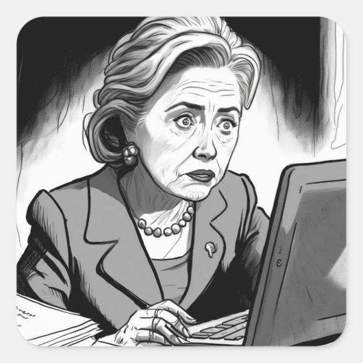 Zenuwen en Zorgvuldig: Hillary Clinton verwijdert Vierkante Sticker (Voorkant)