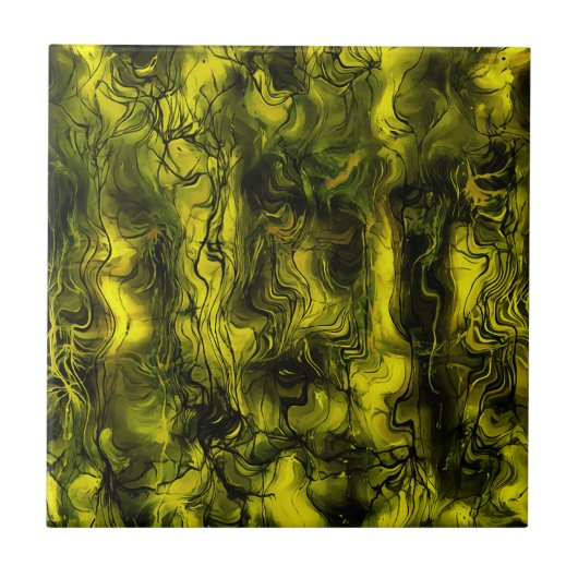 Zenuwenergie Abstract zwart-wit en geel Tegeltje (Voorkant)