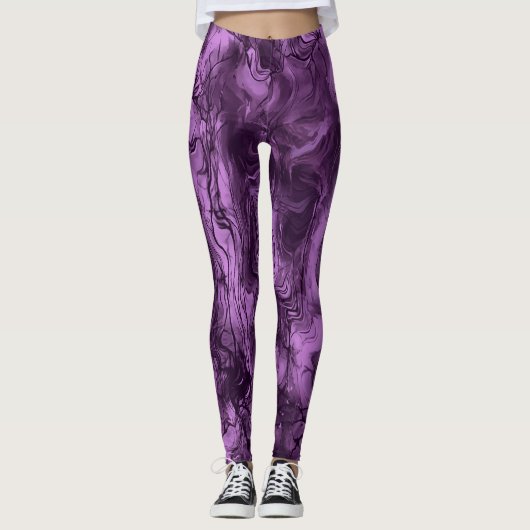 Zenuwenergie Abstracte kunst Amethyst Orchid Leggings (Voorkant)