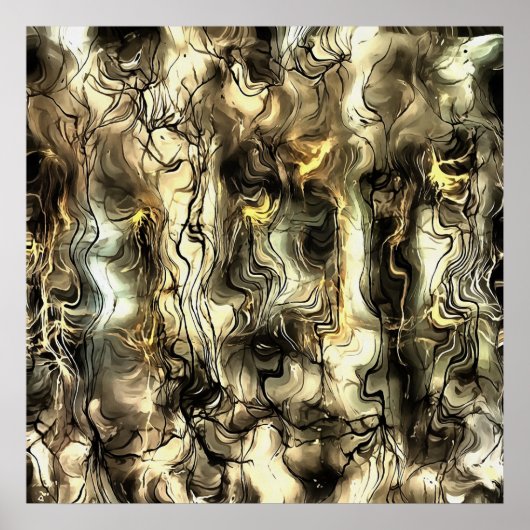 Zenuwenergie Abstracte kunst in geel en G Poster (Voorkant)