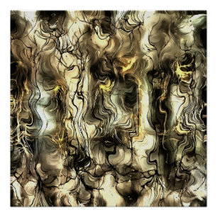 Zenuwenergie Abstracte kunst in geel en G Poster