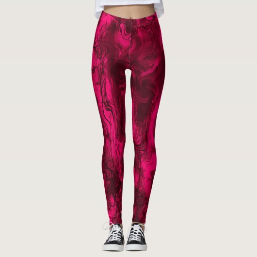 Zenuwenergie Grungy Abstract Art Raspberry Rust. Leggings (Voorkant)