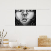 Zenuwhabitat Meisje Moderne monochrome kunst Poster (Keuken)