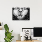 Zenuwhabitat Meisje Moderne monochrome kunst Poster (Thuiskantoor)