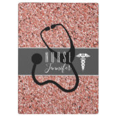 Zenuwmedisch kaduceus Stethoscoop Roos Glitter Klembord (Achterkant)