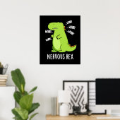 Zenuwrex Funny Dinosaur TRex Pun Dark BG Poster (Thuiskantoor)