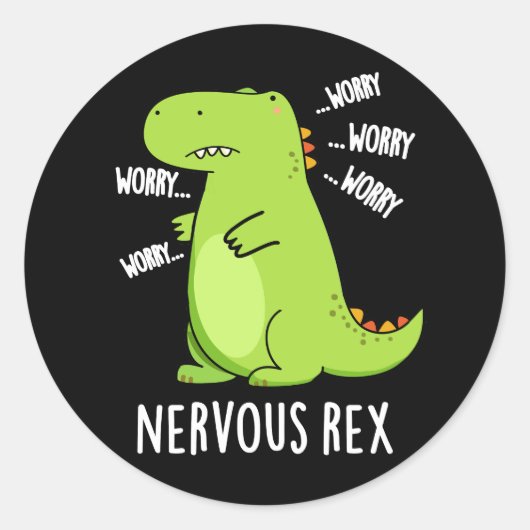 Zenuwrex Funny Dinosaur TRex Pun Dark BG Ronde Sticker (Voorkant)