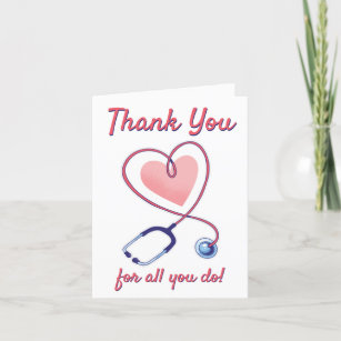 Zenuwverpleegkundige Doctor Medisch hart Stethosco Bedankkaart
