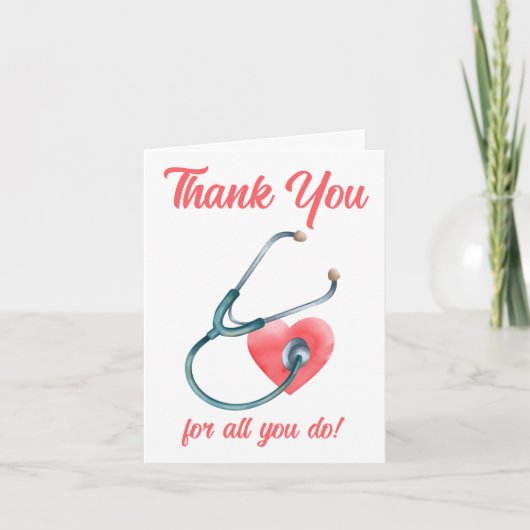 Zenuwverpleegkundige Doctor Medisch hart Stethosco Bedankkaart (Voorkant)