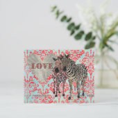 Zenya & Zeb Love Damask Briefkaart (Staand voorkant)