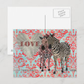 Zenya & Zeb Love Damask Briefkaart (Voorkant / Achterkant)