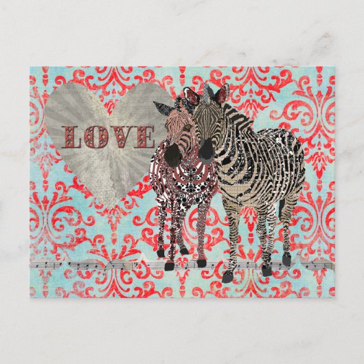 Zenya & Zeb Love Damask Briefkaart (Voorkant)